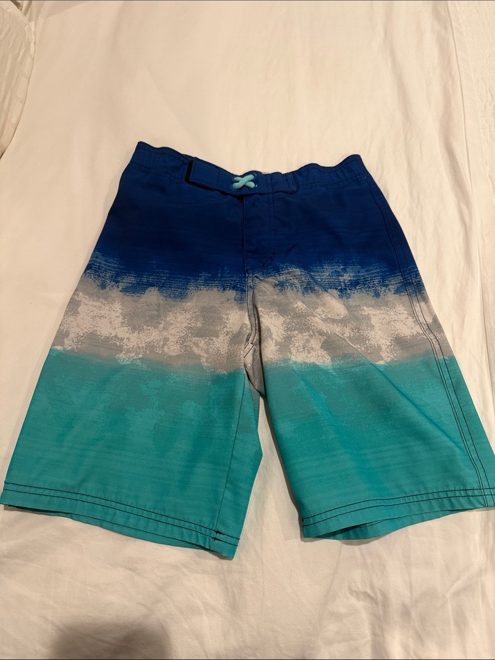 Boys Ombre Blue Teal Swim Trunks